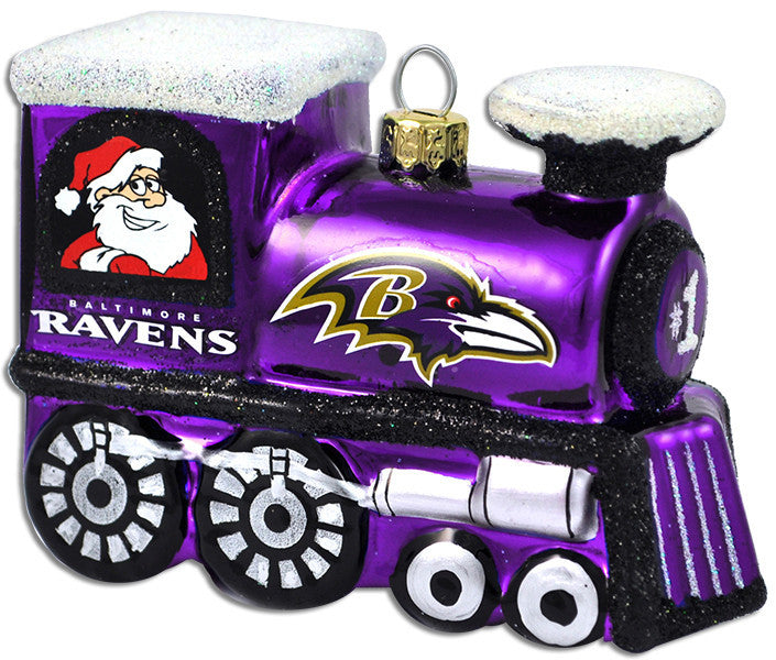 Ornament Glass Train Baltimore Ravens