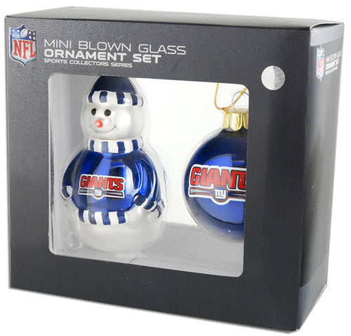 Mini Blown Ornament Set NY Giants