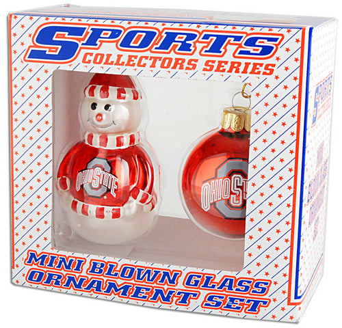 Mini Blown Ornament Set Ohio State