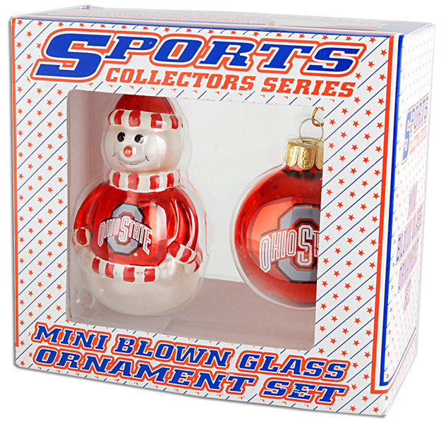 Mini Blown Ornament Set Ohio State