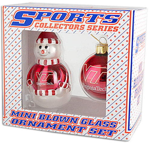 Mini Blown Ornament Set Virginia Tech