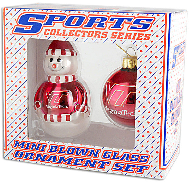 Mini Blown Ornament Set Virginia Tech