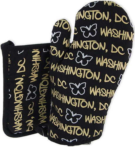 Oven Set Washington DC Black White Gold Souvenir