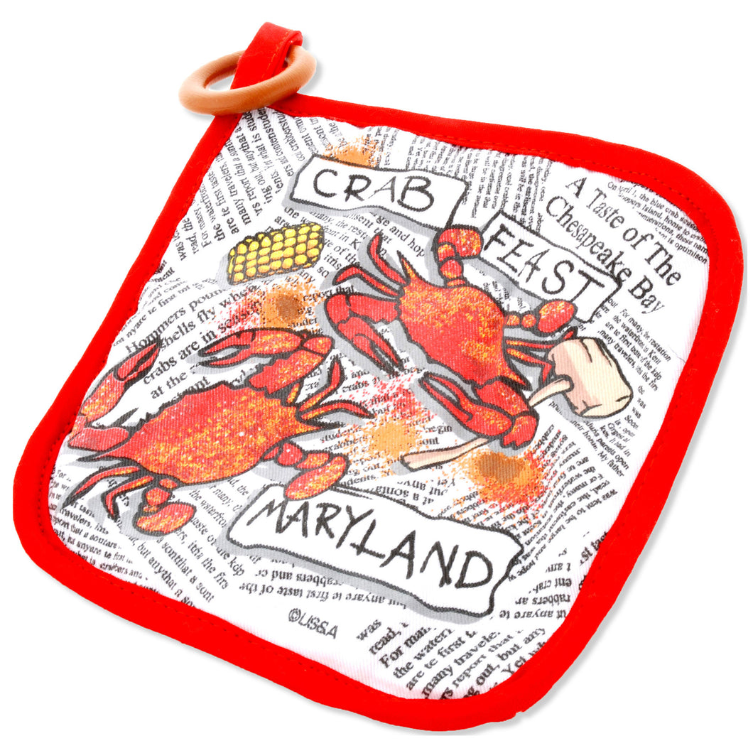 Pot Holder Square Maryland Crab Feast Souvenir