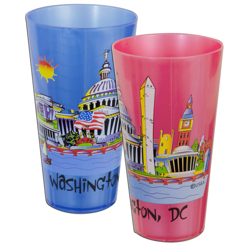 PMDC02 Plastic Tumbler 2-Colors Asst Washington DC Cartoonscape
