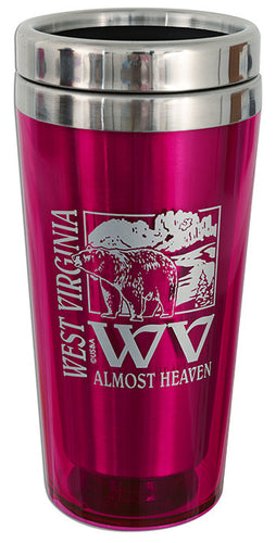 PMWV4 Insulated Stainless Mug West Virginia PINK
