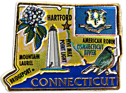 Pin Color-Filled Connecticut Map