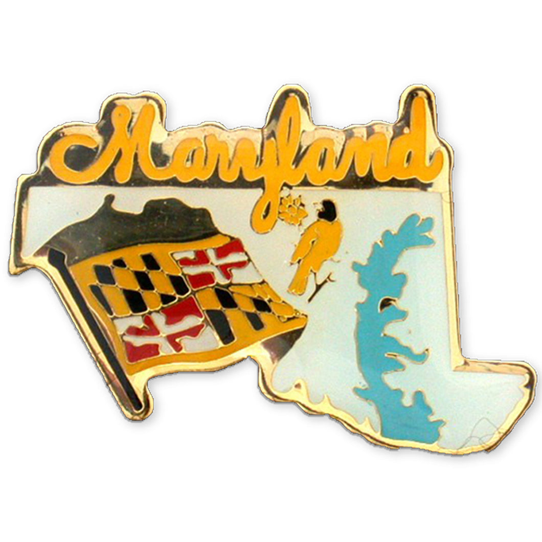 Pin Brass Enamel Maryland Map