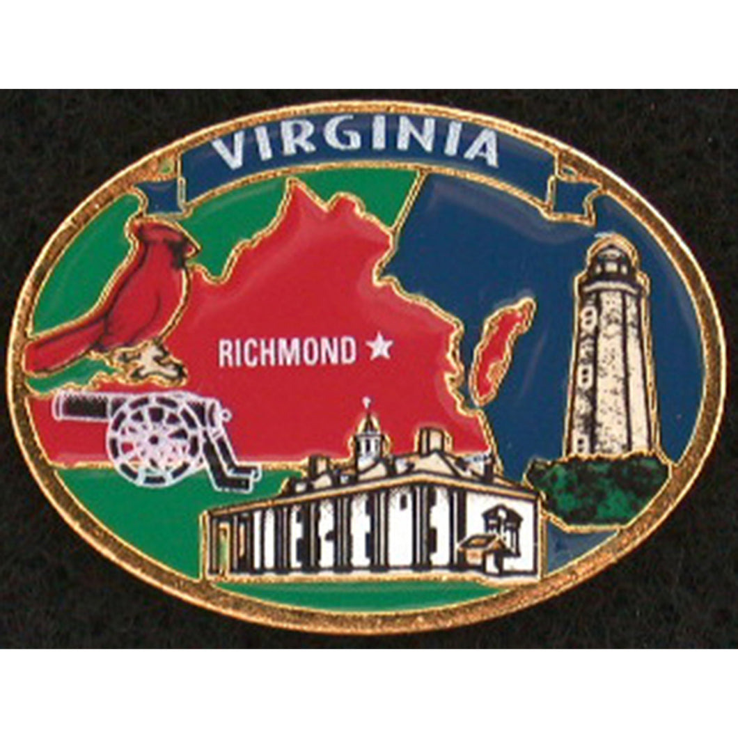 Pin Color-Filled Carded Virginia Map