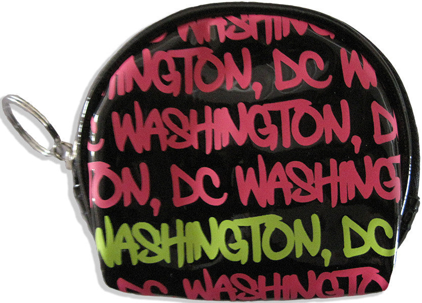 Small Round Purse Washington DC Black Fuschia Yellow