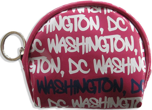 Small Round Purse Washington DC Fuschia White
