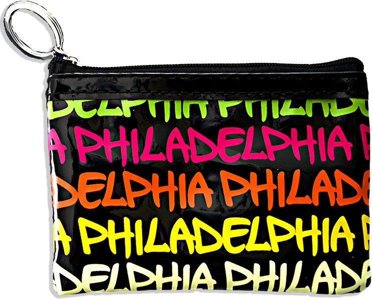 Small Rectangle Purse Philadelphia Black Rainbow