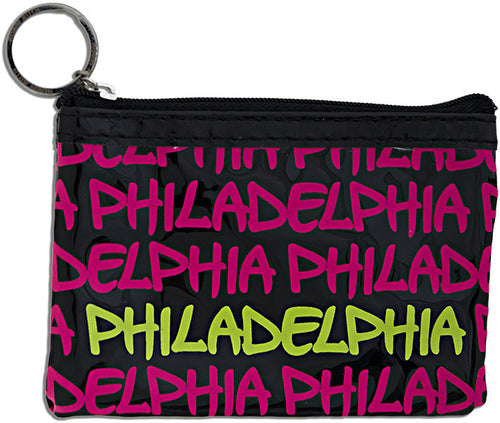 Small Rectangle Purse Philadelphia Black Fuschia Yellow