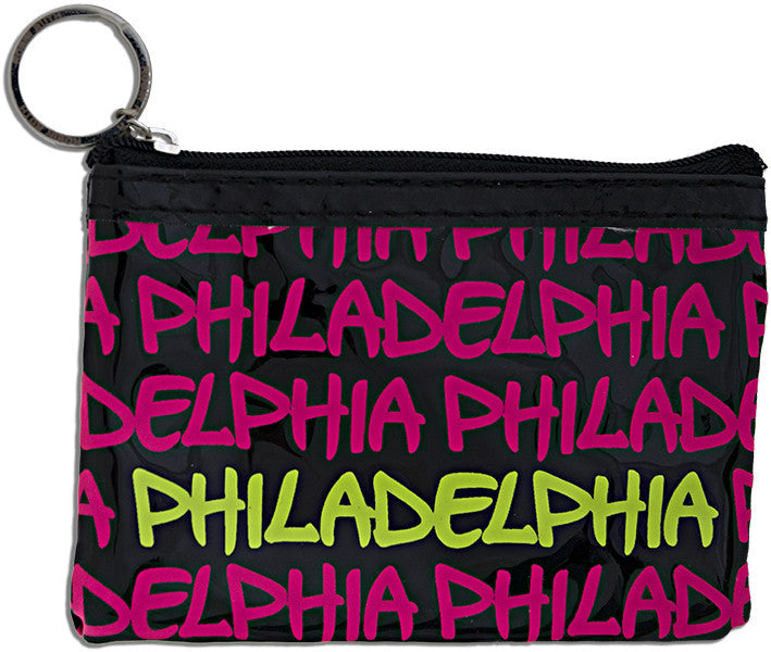 Small Rectangle Purse Philadelphia Black Fuschia Yellow