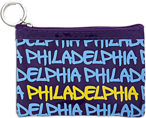 Small Rectangle Purse Philadelphia Purple Blue Yellow