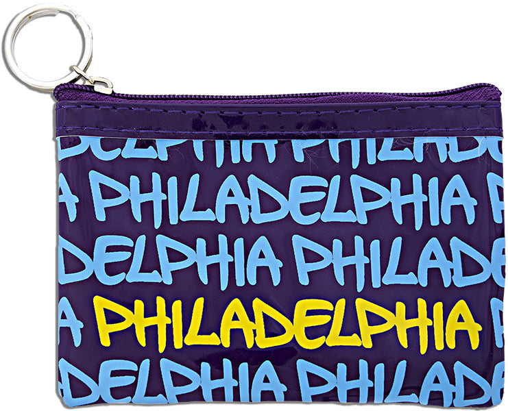 Small Rectangle Purse Philadelphia Purple Blue Yellow
