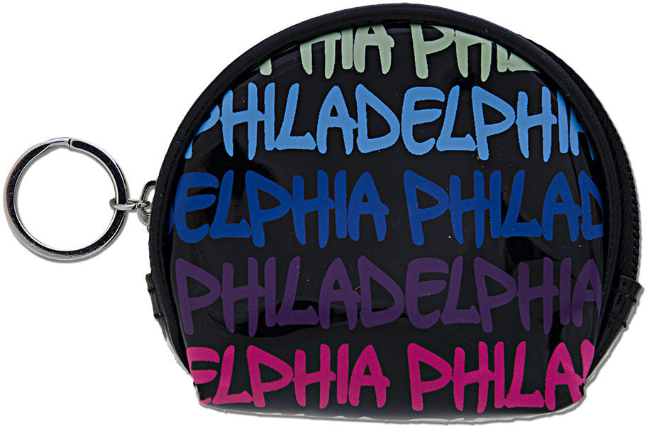 Small Round Purse Philadelphia Black Blue Purple