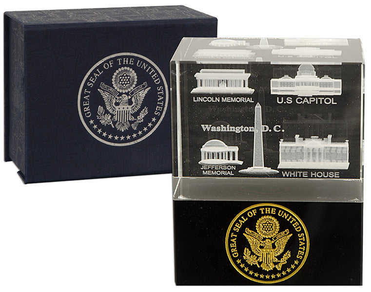 Crystal Cube Washington DC Monuments w Black Base