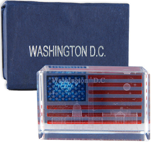 Crystal Cube USA Flag 3 Buildings Washington DC