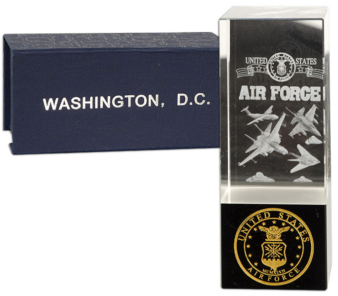 Crystal Cube Tall US Air Force Washington DC Black Base