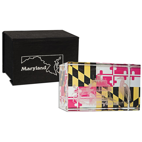 Crystal Cube Maryland Icons with Color Flag Back