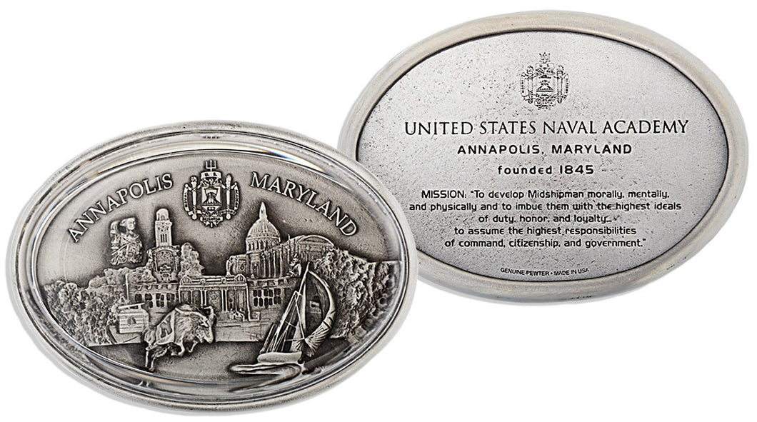 PWNA3 Paperweight - Pewter and Glass US Naval Academy