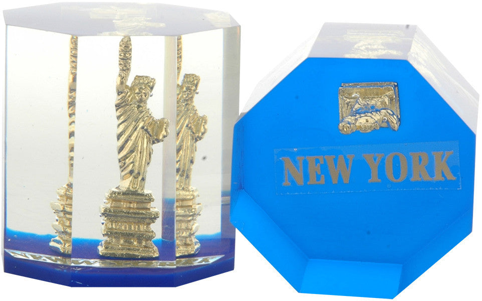 Paperweight Lucite Octagon Statue of Liberty NY