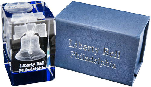 Crystal Cube Liberty Bell Philadelphia BLUE BOTTOM