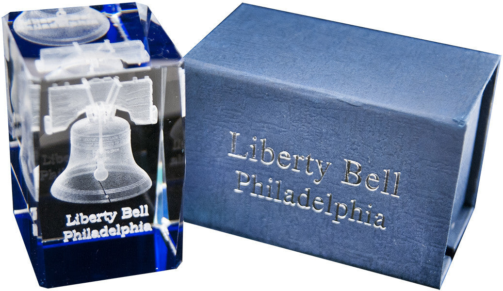 Crystal Cube Liberty Bell Philadelphia BLUE BOTTOM