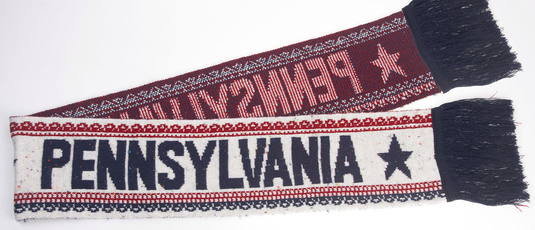 Scarf - Winter - Pennsylvania White / Navy / Red