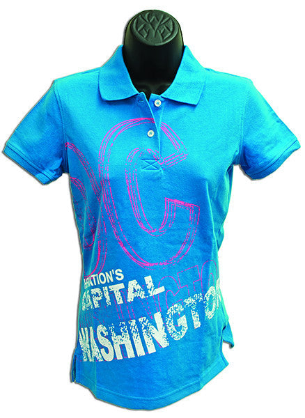 Ladies Polo Shirt Washington DC TURQUOISE Size XL