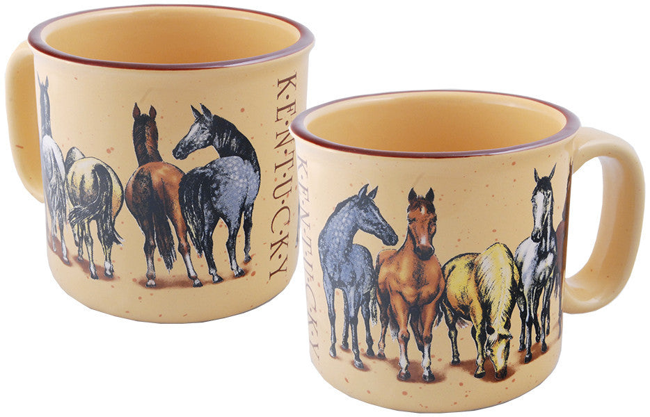 SMKY1 Soup Mug Speckled Kentucky Horses