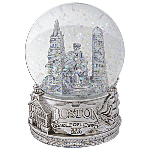 Water Globe 65mm Glass Boston SILVER Souvenir