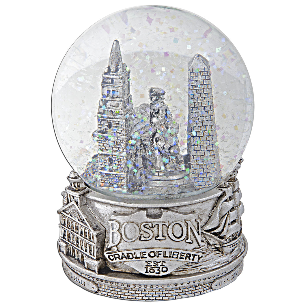 Water Globe 65mm Glass Boston SILVER Souvenir