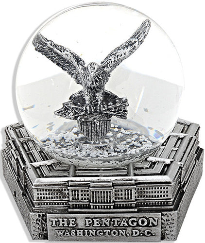 Water Globe Glass 65mm Pewter Pentagon Souvenir