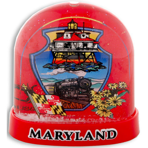 Snow Globe Tall Red Maryland Souvenir