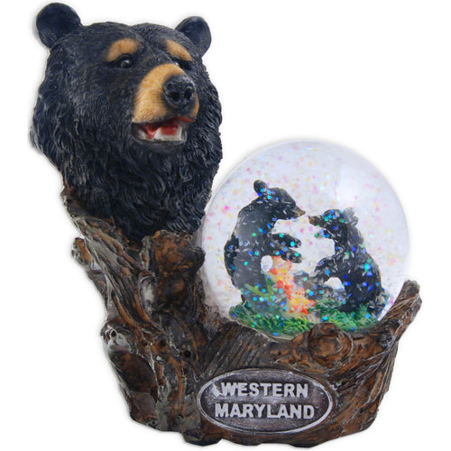 Snow Globe Statue Bear Western Maryland Souvenir