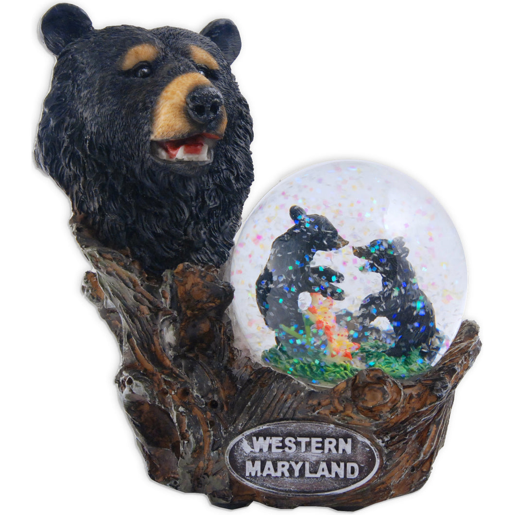 Snow Globe Statue Bear Western Maryland Souvenir