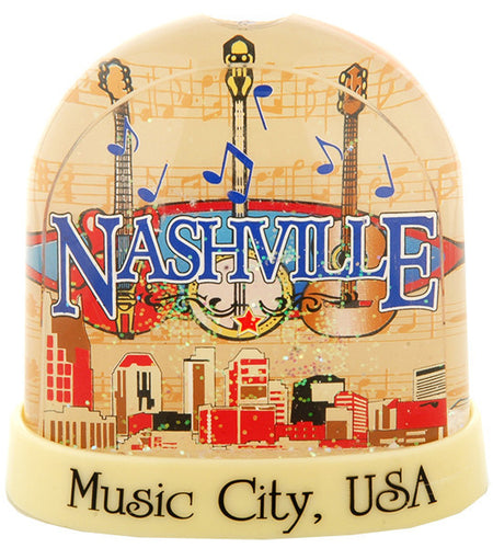 Snow Dome Tall Nashville Music City Souvenir