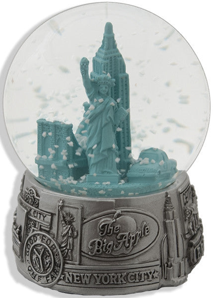 Water Globe 65mm Glass New York City Pewter Green Souvenir