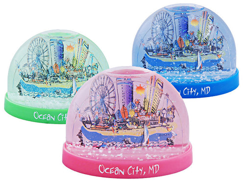 Snow Globe O.C. Cartoonscape Pink Light Blue Lime mix Souvenir