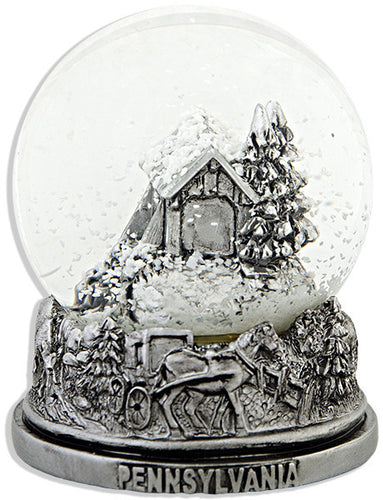 Water Globe 65mm Glass Pennsylvania Pewter Souvenir