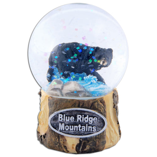 Water Globe 45mm Glass Bear with Blue Ridge Mountains Souvenir