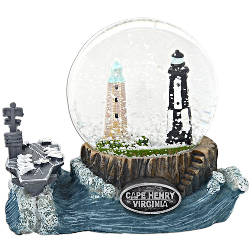 Snowith Globe Statue Carrier with Lighthouses Cape Henry VA Souvenir