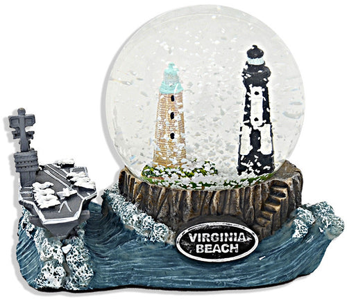 Snowith Globe Statue Carrier with Lighthouses Virginia Beach Souvenir
