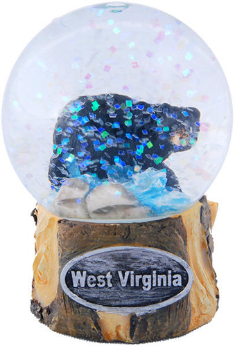 Water Globe 45mm Glass Bear with West Virginia Souvenir