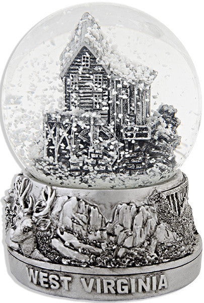 Water Globe Glass 65mm West Virginia Pewter Souvenir