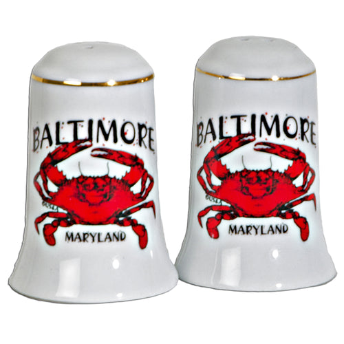 Salt & Pepper Set White Baltimore Crab