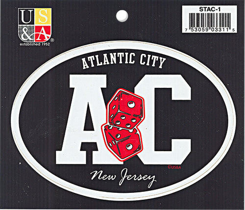 STAC1 Euro Oval Sticker AC Dice Atlantic City NJ