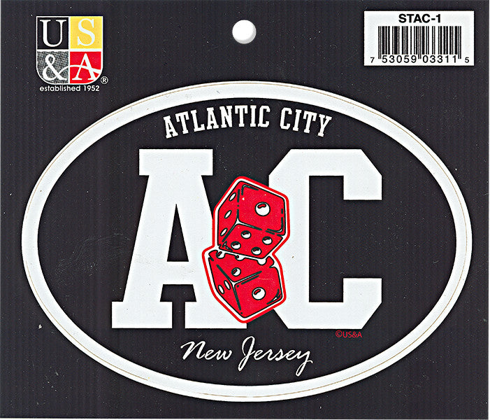 STAC1 Euro Oval Sticker AC Dice Atlantic City NJ
